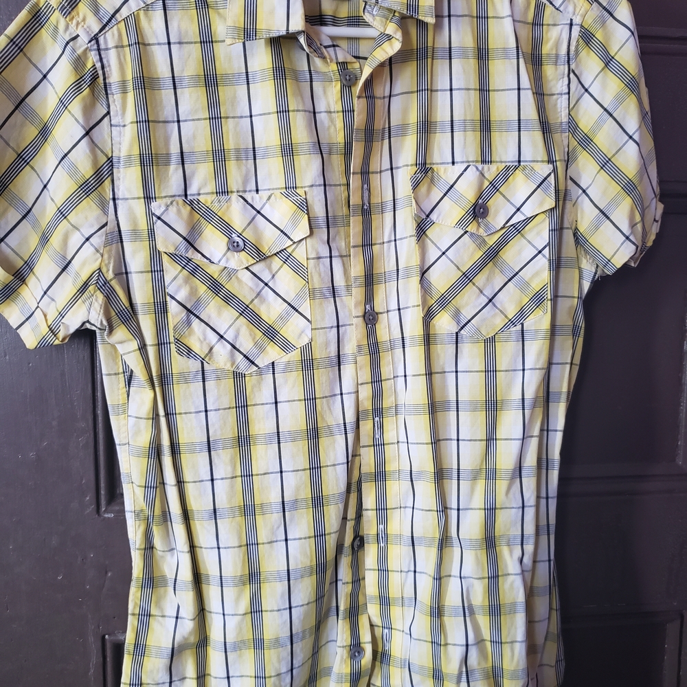 H&M Men's Yellow Plaid Shirt